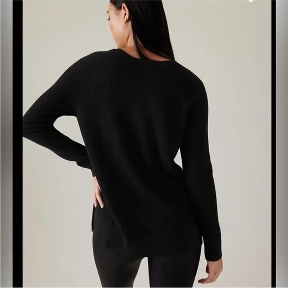 NWT ATHLETA Hanover V-Neck Black Ribbed Sweater-Size XS - Picture 3 of 11